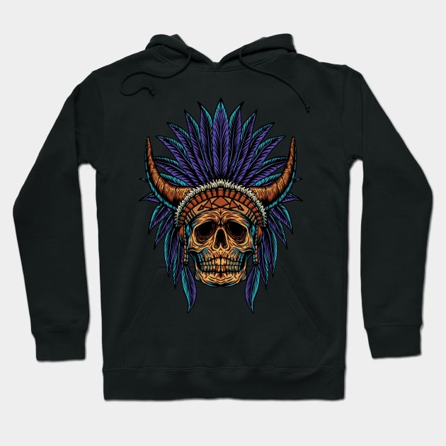 Skull with redIndian Theme Hoodie by avimyo